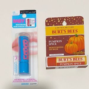 Burt’s Bees Pumpkin Spice Lip Balm & Maybelline Baby Lips Hydrating Balm NEW